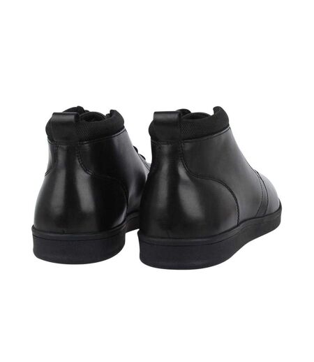 Mens Elgan Leather Flat Boots Black Firetrap