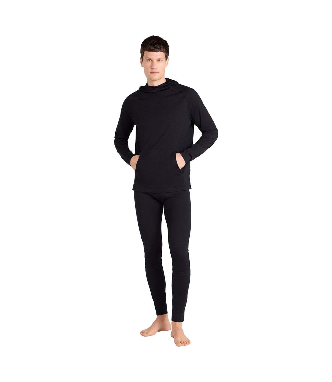Mens Merino Wool Hoodie Black Animal-3