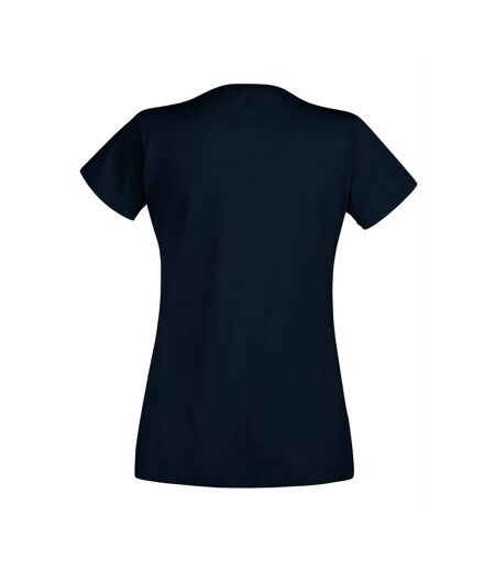 Womens/Ladies Value Fitted V-Neck Short Sleeve Casual T-Shirt (Midnight Blue)