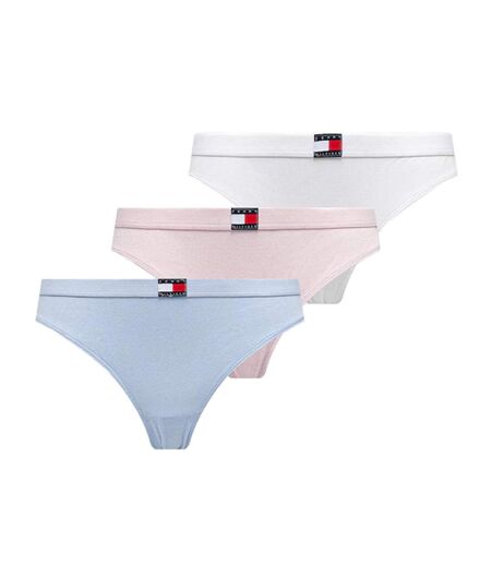 3x strings rose/blanc/bleu femme tommy hilfiger thong - l