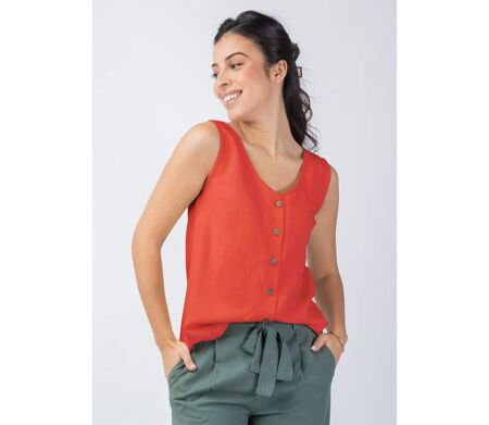 Top femme élégant SABINE couleur terre Coton Du Monde