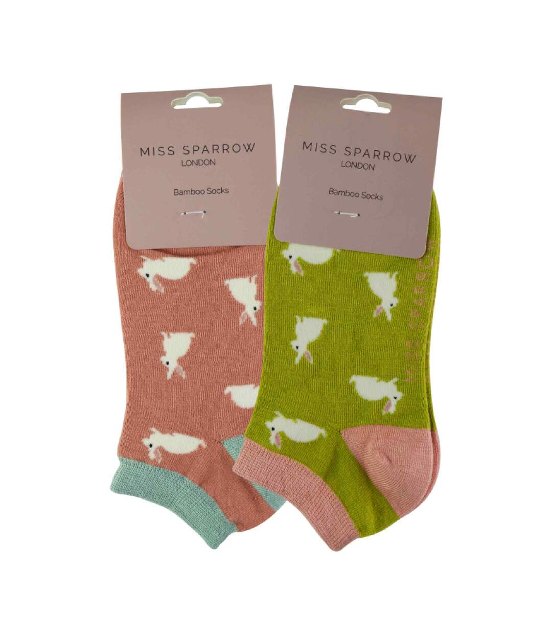 2 Pack Ladies Novelty Animal Themed Bamboo Trainer Socks-2