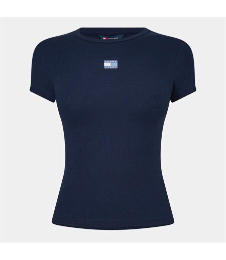 Womens/ladies Badge Ribbed Regular T-shirt Night Navy Tommy Jeans