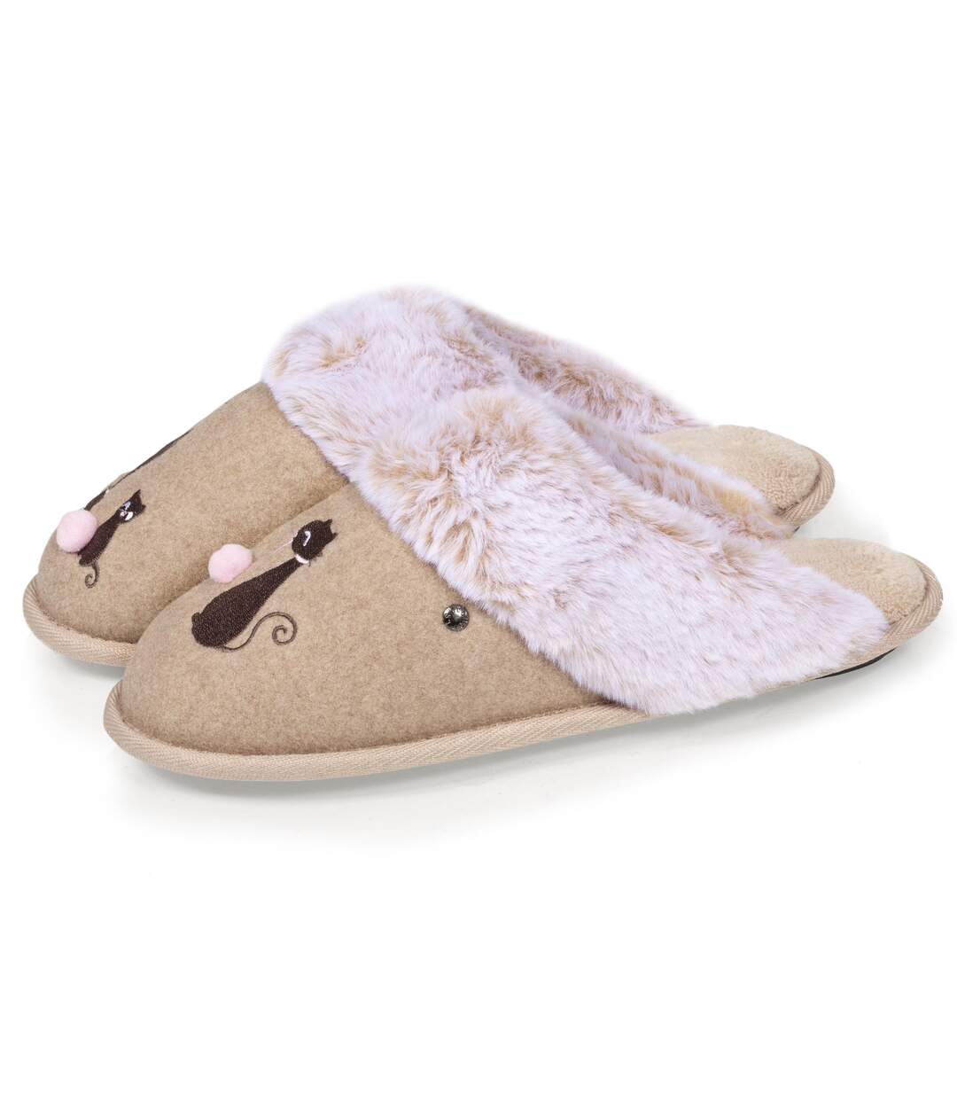 Isotoner Chaussons mules femme chat fantaisie