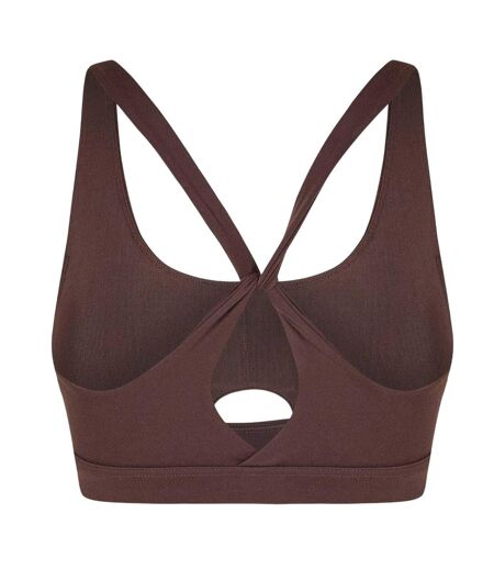 Womens/ladies Pro Twisted Sports Bra Espresso USA