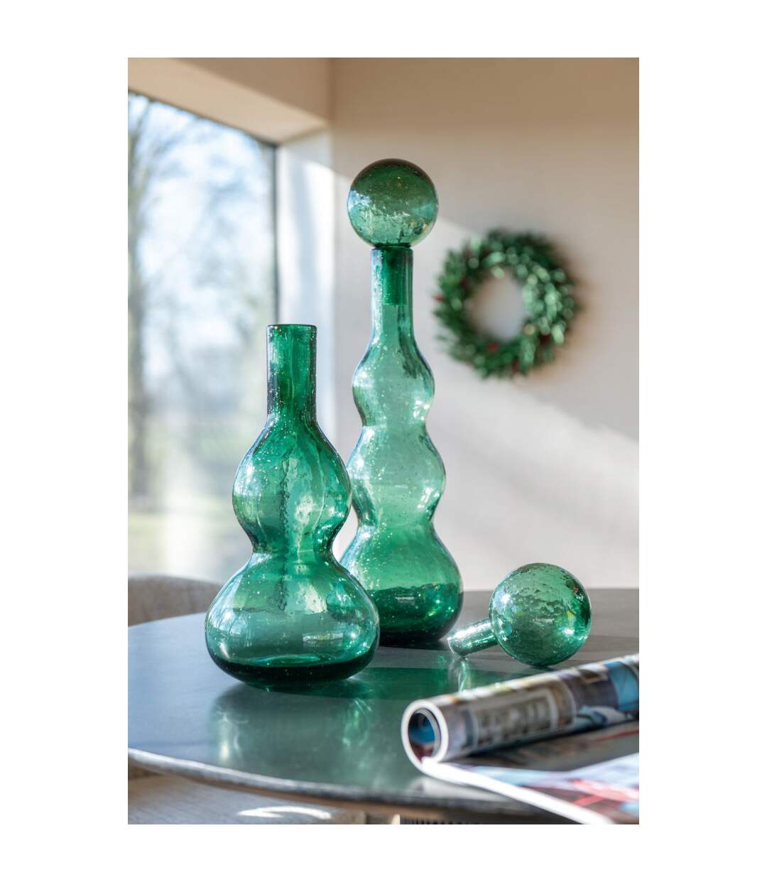 Carafe Design en Verre Carol 52cm Vert Émeraude-4