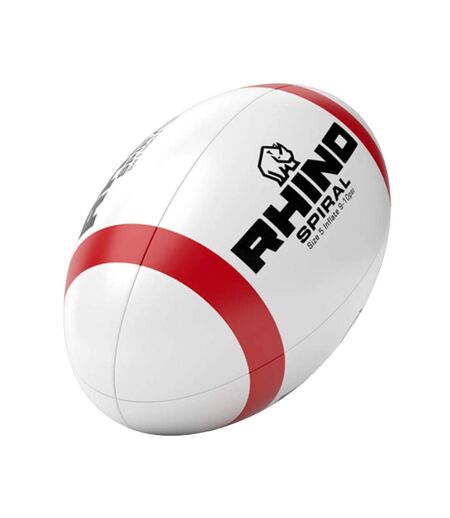 Ballon de rugby spiral kick developer taille 5 blanc / rouge Rhino