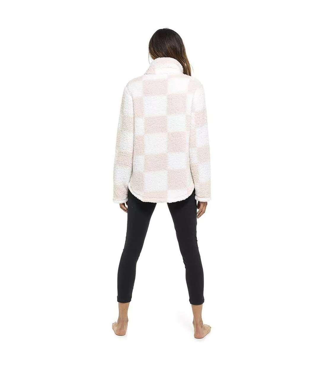 Pull Motif À Carreaux Femme Rose Blanc Keanu-3