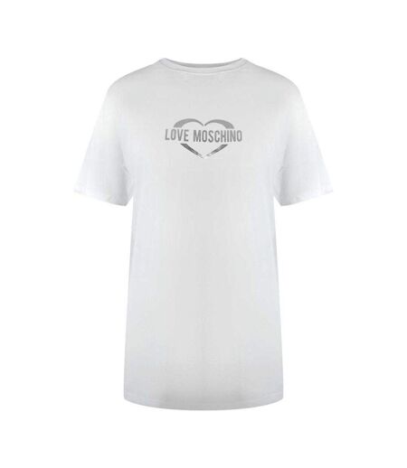 Womens/ladies Shiny Heart Cotton Slim T-shirt White Love Moschino