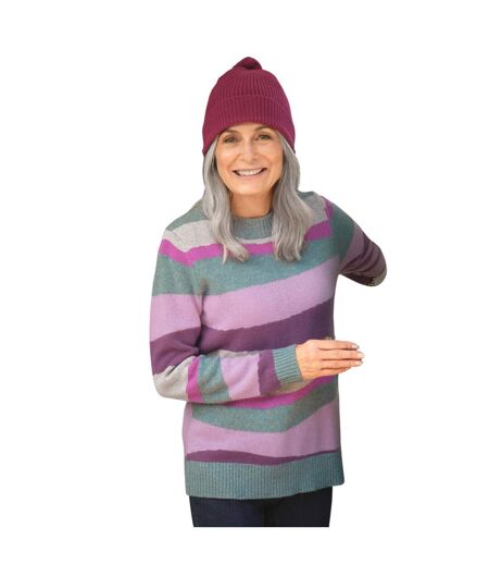 Womens/ladies Abstract Wavy Fleece Jumper Multicoloured WoolOvers