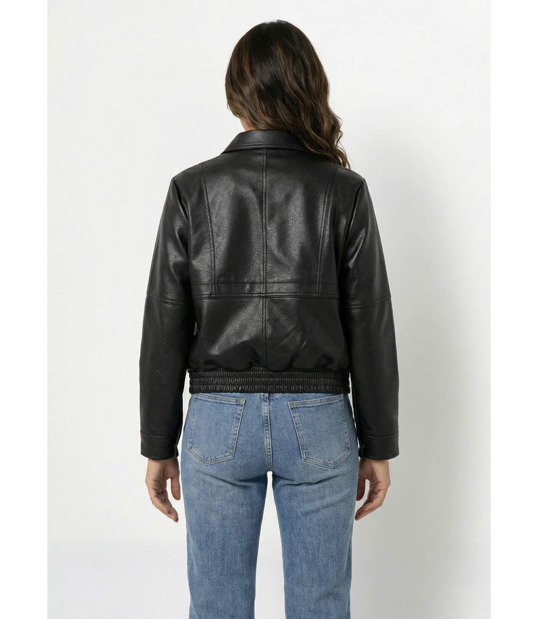 Blouson simili cuir, taille élastiquée-2