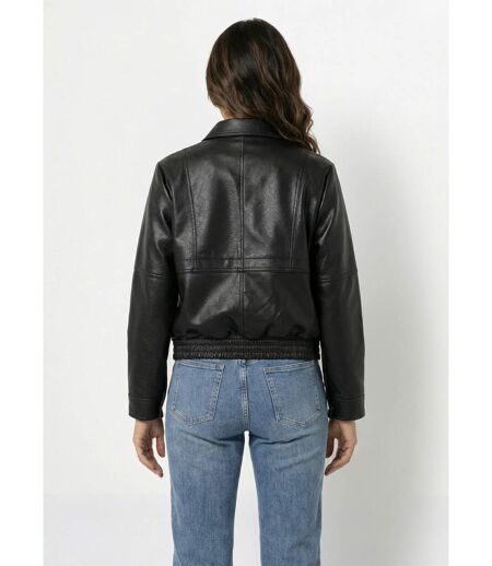 Blouson simili cuir, taille élastiquée