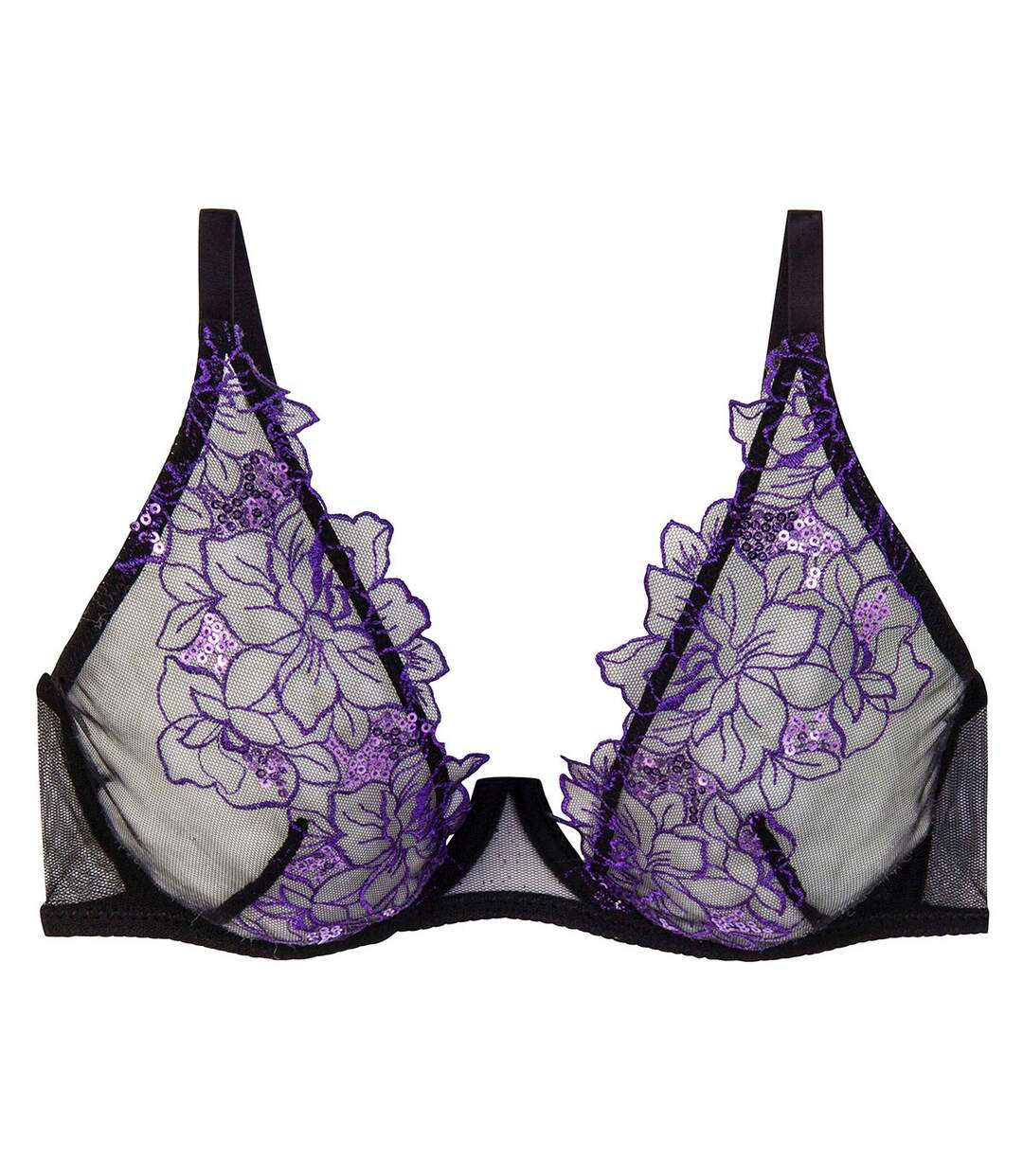 Soutien-gorge à armatures noir/violet Amants-1