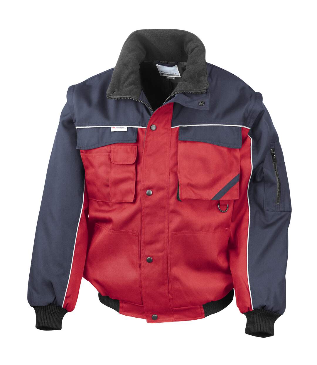 Result Mens Workgaurd Zip Sleeve Heavy Duty Water Repellent Windproof Jacket (Red/Navy)