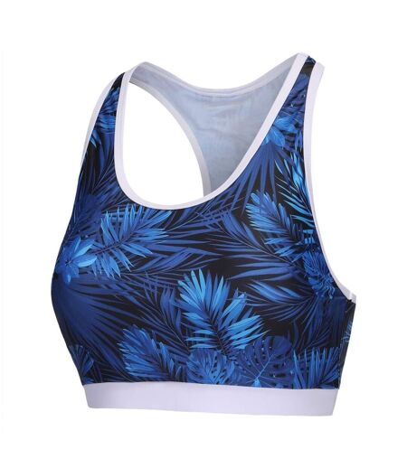 Haut De Maillot De Bain Motif/style Imprimé Feuille Femme Blanc Bleu Slazenger
