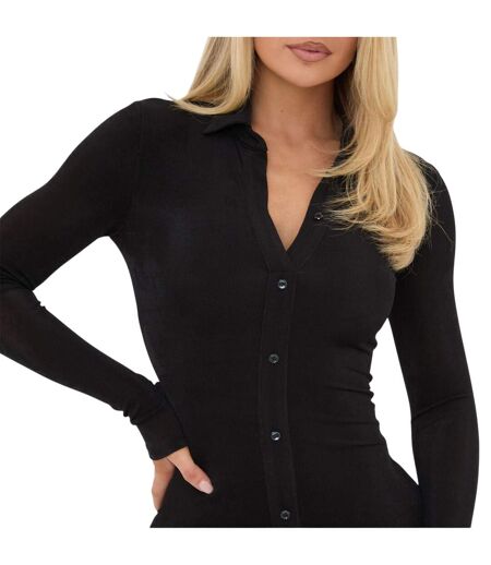 Robe Chemise Manches Longues Femme Noir It