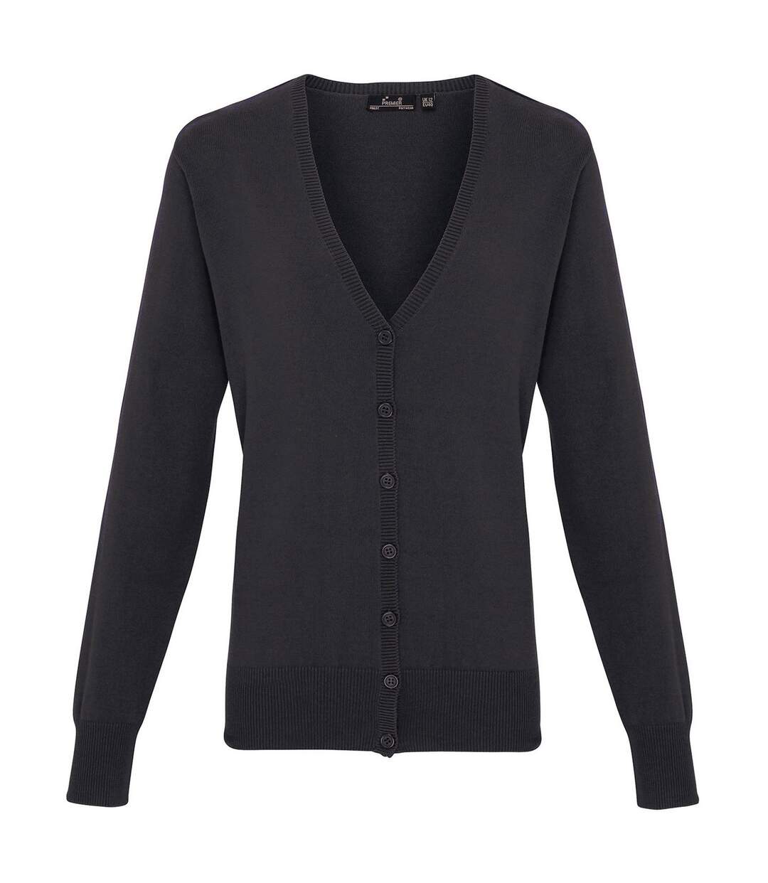 Womens/ladies cotton acrylic v neck cardigan charcoal Premier