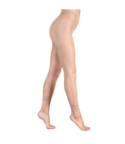Womens/ladies Fishnet Footless Dance Tights Natural Silky Dance