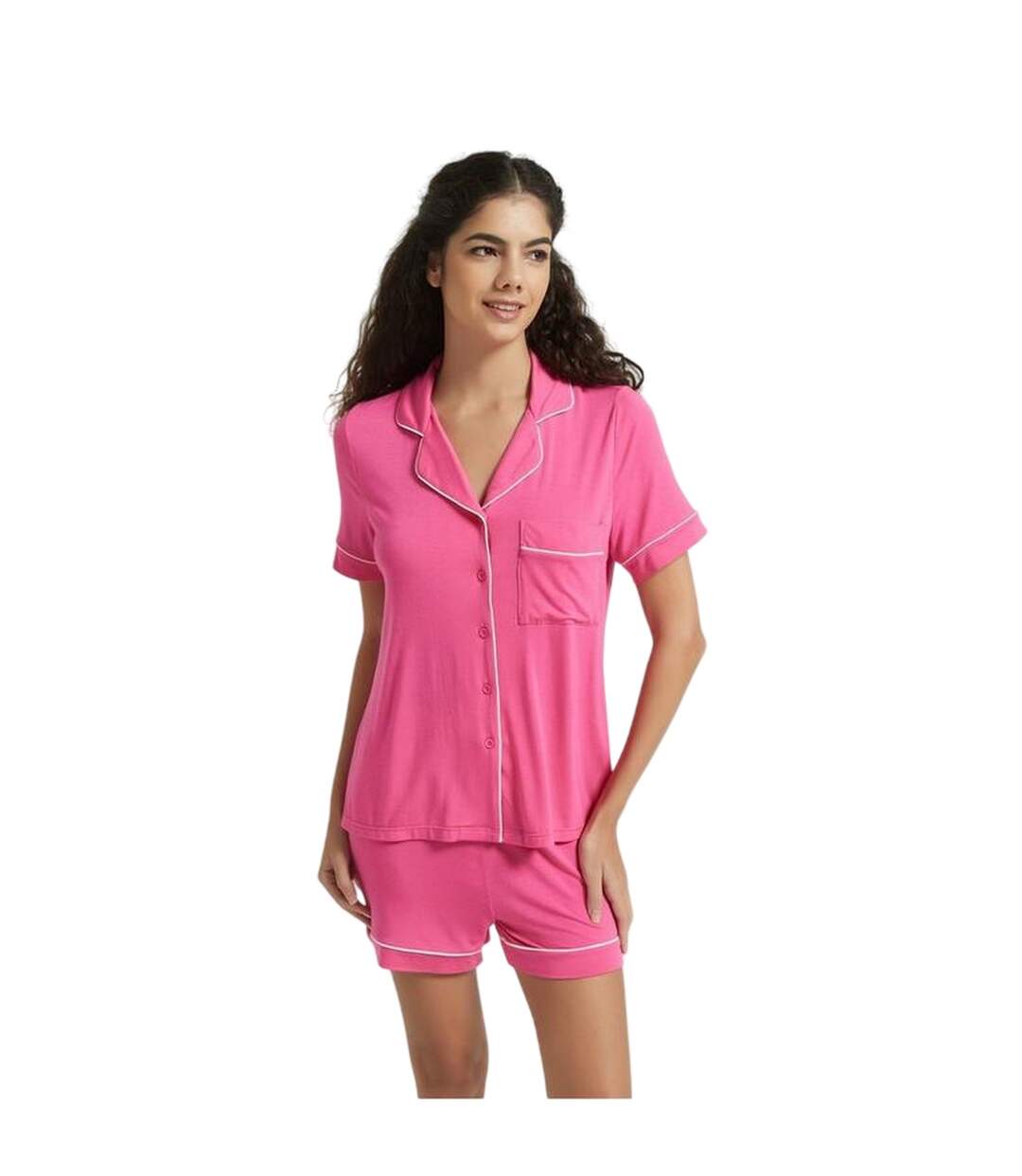 Womens/ladies Notch Neck Short Pyjama Set Pink Be You-4