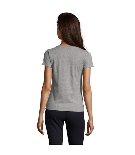Womens/ladies Imperial V Neck T-shirt Grey Melange SOLS