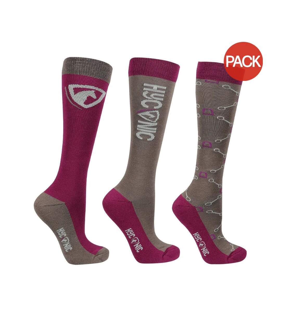 Pack Of 3  Unisex Adult Patterned Socks  Grey Purple HYCONIC-1