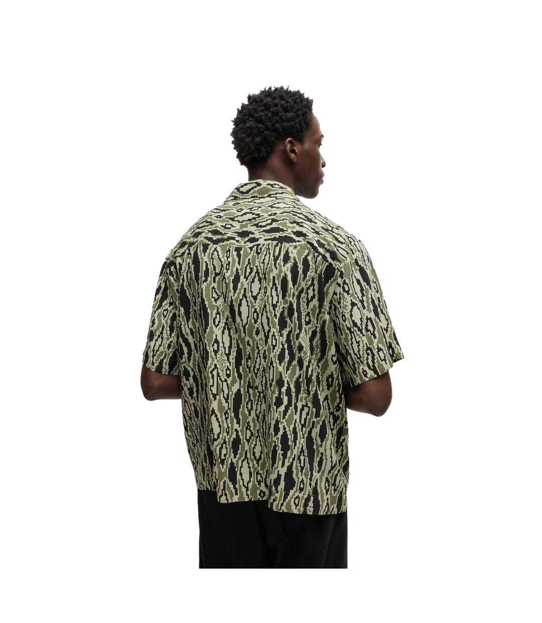 Mens Abstract Regular Short-sleeved Shirt Green Hugo-3