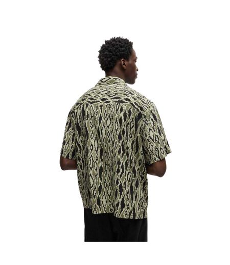 Mens Abstract Regular Short-sleeved Shirt Green Hugo