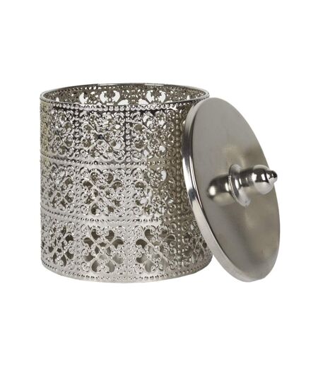 Boîte Déco en Métal Ajourée 14cm Argent