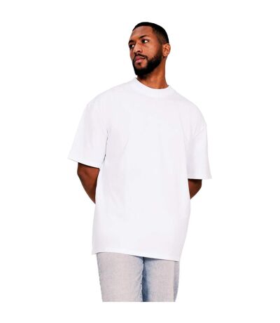 Casual Classics Mens Ringspun Cotton Extended Neckline Tall Oversized T-Shirt (White)