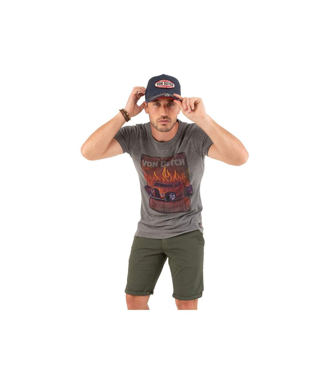 T-shirt col rond regular fit homme en coton Crazy Vondutch-1