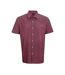 Premier Mens Gingham Cotton Short-Sleeved Shirt (Red/White)