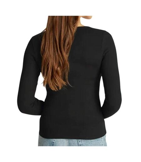 T-shirt manches longues noir femme tommy hilfiger essential