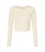 Womens/ladies micro-rib long-sleeved crop top solid natural Bella + Canvas