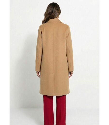 Manteau long drap de laine col tailleur