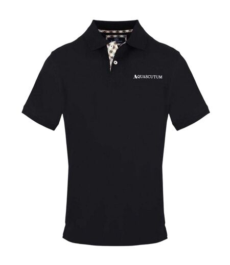 Mens Embroidered Logo Polo Shirt Black Aquascutum
