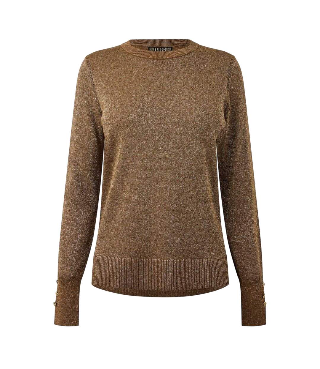 Pull Motif/style Scintillant Femme Jaune Or Scintillant Biba-2
