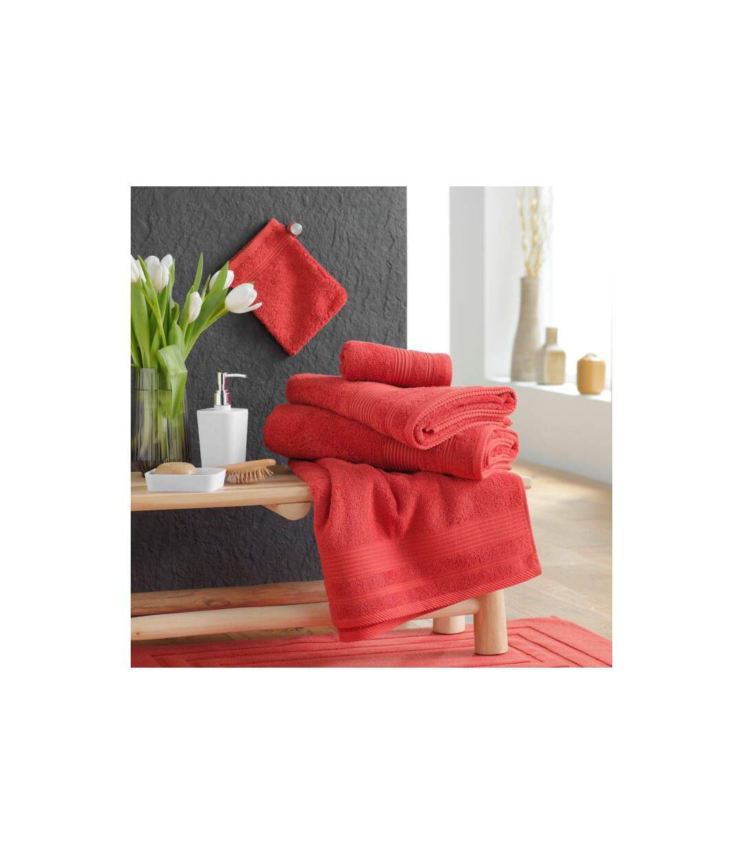 Lot de 2 Gants de Toilette Tendresse 15x21cm Terracotta-3