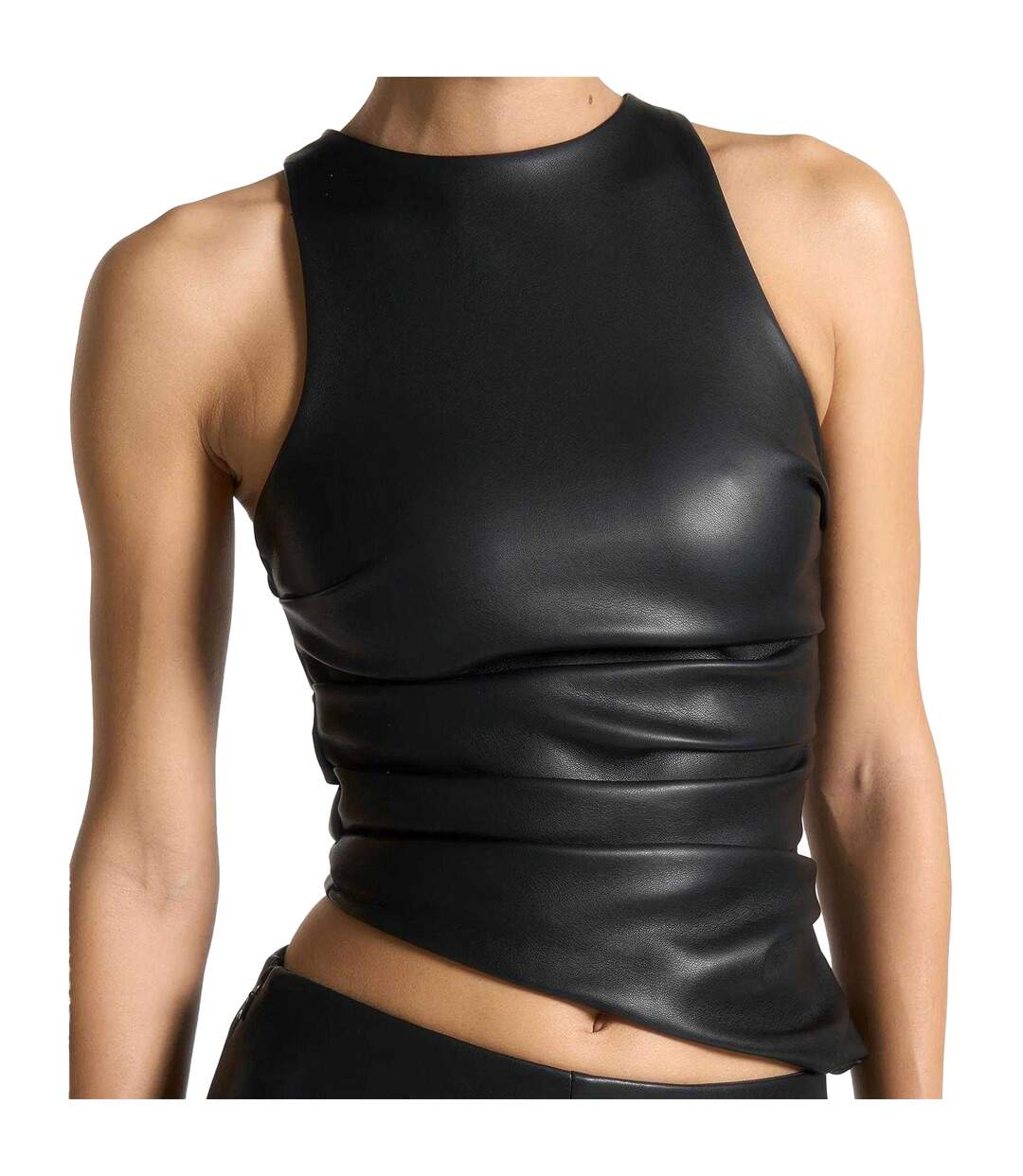 Womens/ladies Asymmetric Racer Top Black Maniere De Voir-4