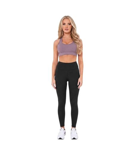 Womens/ladies Mesh Panel Sports Bra Grey Missy Empire
