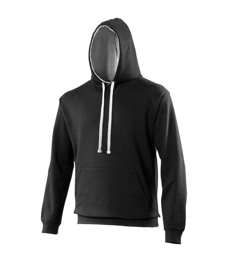 Awdis Varsity Hooded Sweatshirt / Hoodie (Jet Black/  Heather Gray)