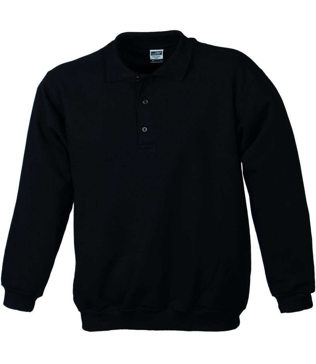 Sweat-shirt col polo - homme - JN041 - noir-1