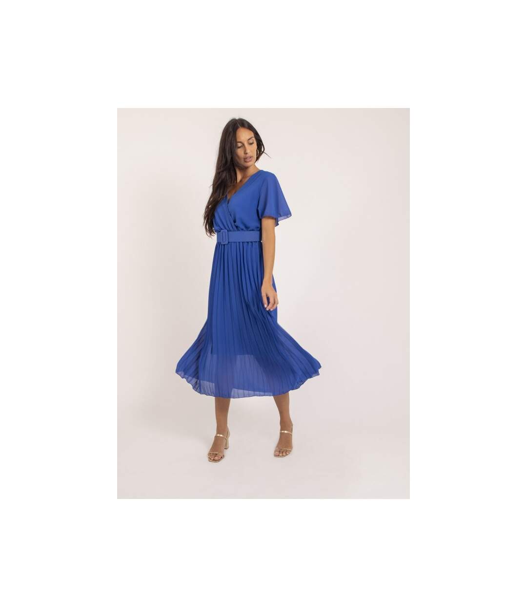 Robe midi plissée et ceinture ISALA - Dona X Lisa-4