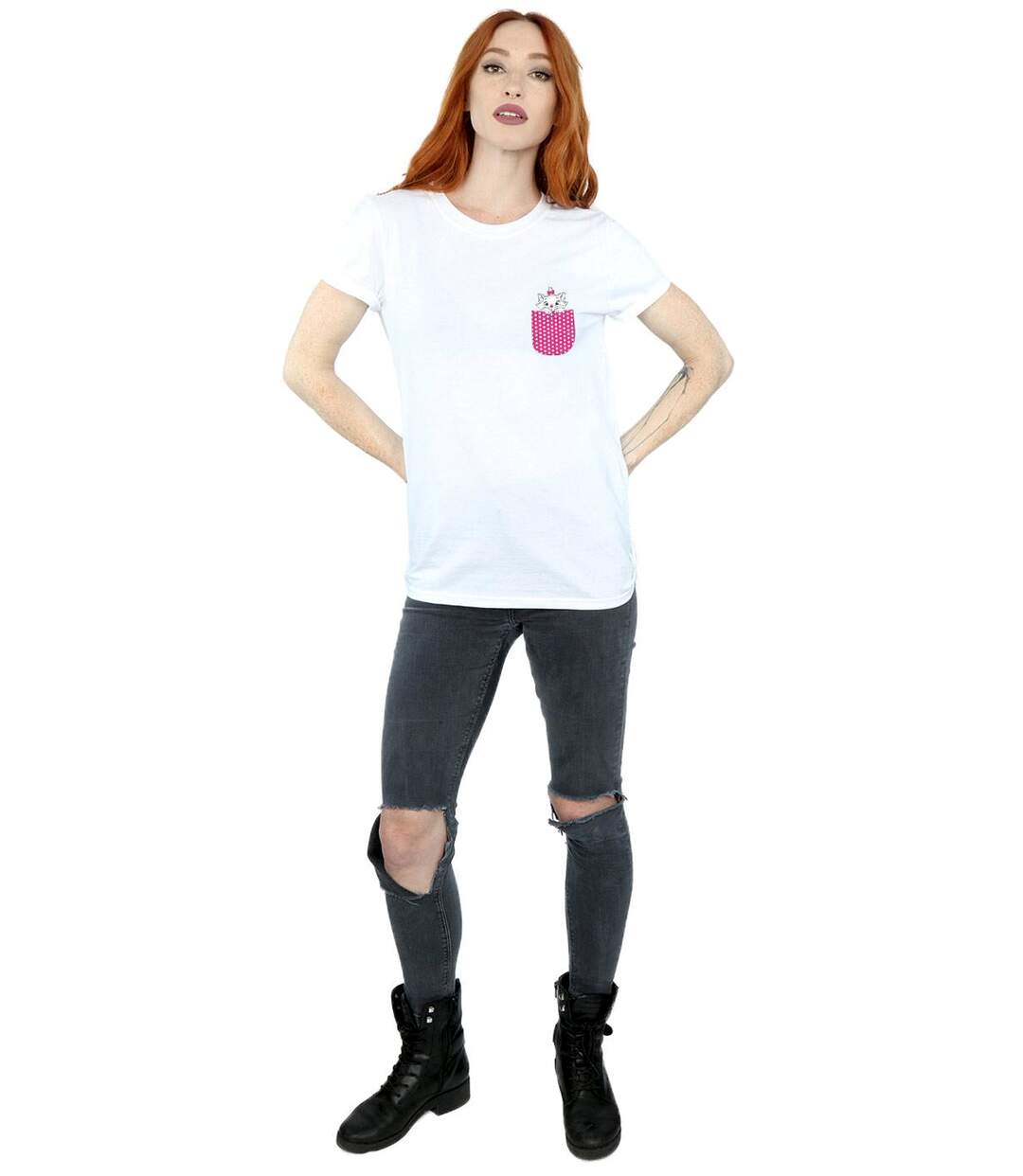 Disney Aristocats Marie Chest Coton Boyfriend T-Shirt Femme/Dames (Blanc) - UTBI16907-4