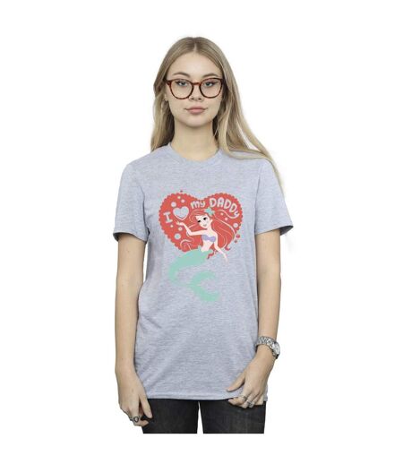 Disney Femme/Ladies The Little Mermaid Love Daddy Cotton Boyfriend T-Shirt (Gris sportif) - UTBI30984