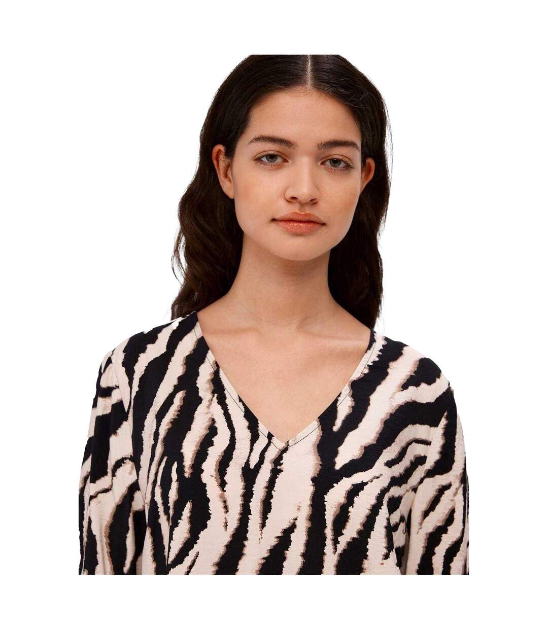 Blouse Manches Longues Motif/style Imprimé Zèbre Femme Marron Noir Elevate-4