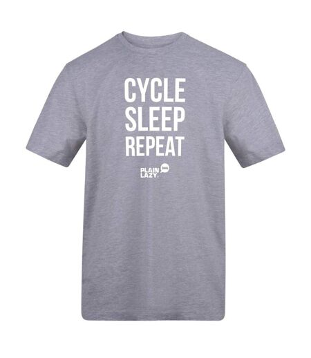 T-shirt Motif/style Imprimé Cycle Sleep Repeat Homme Gris Plain Lazy
