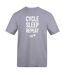 T-shirt Motif/style Imprimé Cycle Sleep Repeat Homme Gris Plain Lazy-1