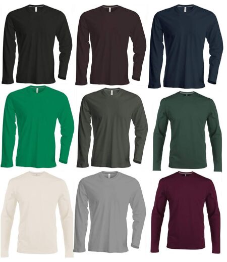Lot 9 T-shirts manches longues col rond - K359 - multicolore 1 - homme