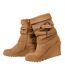 Womens/ladies bryony suede knitted collar wedge ankle boots khaki Where´s That From