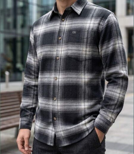 CHALLENGER BRONX — Chemise à carreaux manches longues flanelle noir/gris : la chaleur urbaine et sobre